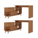 Ver imagem 5 de Kit 2 Mesas para Escritório Escrivaninha em L Retrô 136x120cm Nogal