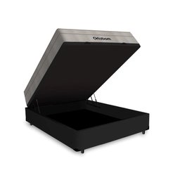 Cama Box Baú Casal Tecido Sintético Preto com Colchão Ortobom Airtech Molas Ensacadas - 1