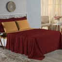 Ver imagem 1 de Jogo de Cama Casal Viúva Nobre 4 Peças Malha 100% Algodão - Vinho / Cobre