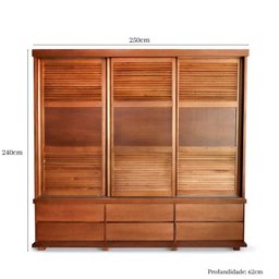 Guarda-roupa 3 Portas de Correr e 6 Gavetas Veneziana - 5
