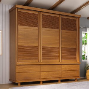 Guarda-roupa 3 Portas de Correr e 6 Gavetas Veneziana
