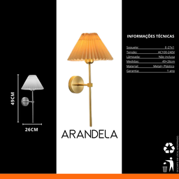 Arandela Cupula 49cm E27:laranja - 8