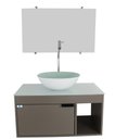Ver imagem 1 de Gabinete Armário Banheiro 60cm Cuba Redonda Branca