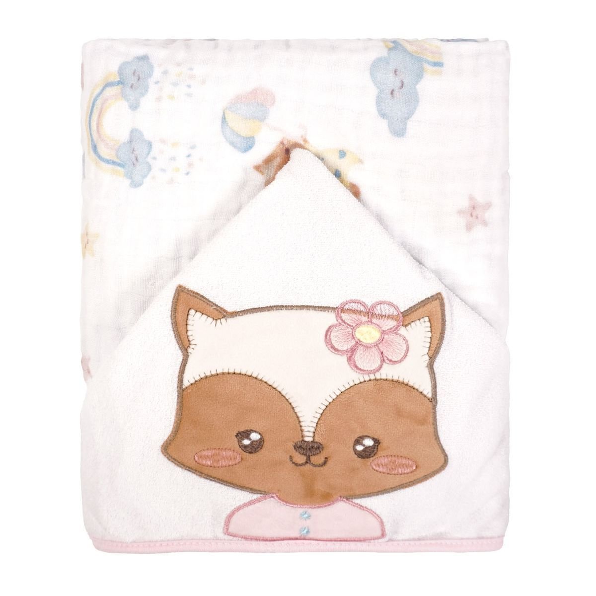 Toalha de Banho Bebe Soft Estampada Capuz: Chuva de Alegria
