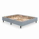 Ver imagem 1 de Cama Box Casal 158 x 198cm, 100% Madeira, Tecido Blindado com Veludo Cinza Claro