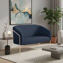 Ver imagem 1 de Sofá 2 Lugares Namoradeira Stella Industrial Alta Champanhe Suede Azul Marinho D03 - D’Rossi