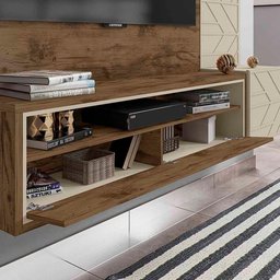 Painel Para Sala TV Até 65 Polegadas Jatobá Off White Perseu Shop JM - 3