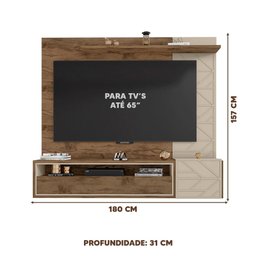Painel Para Sala TV Até 65 Polegadas Jatobá Off White Perseu Shop JM - 4