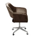 Ver imagem 4 de Poltrona Decorativa Zara Pé Giratório de Metal Sala Recepção Marrom