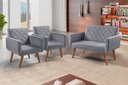 Ver imagem 4 de Conjunto Anabelle 2 Poltronas de 1 Lugar 1 Poltrona 2 Lugares Braço Unidecor Cinza