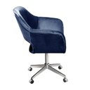 Ver imagem 4 de Poltrona Decorativa Zara Pé Giratório de Metal Sala Recepção Azul Marinho