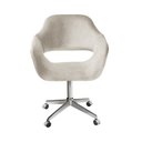 Ver imagem 1 de Poltrona Decorativa Zara Pé Giratório de Metal Sala Recepção Bege Claro