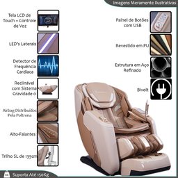 Poltrona Elétrica Bivolt Reclinação Gravidade Zero 3d Jarvis com Massagem Aquecimento Controle Lcd T - 3