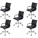 Ver imagem 1 de Kit 5 Cadeiras Escritorio Diretor Design Italiano com Relax Corino 3304 Preto