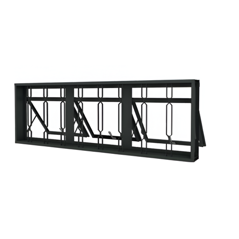 Janela Vitro Maxim Ar 3 Básculas Aço Zarcão Grade Corrente sem Vidro 150x50