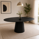 Ver imagem 2 de Mesa de Jantar Oval 120x80cm em Laca Preto - Base Cone Preto