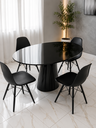 Ver imagem 3 de Mesa de Jantar Oval 120x80cm em Laca Preto - Base Cone Preto