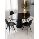 Ver imagem 3 de Mesa de Jantar Oval 120x80cm em Laca Preto - Base Cone Preto