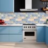 Papel de Parede Adesivo Cozinha Alta Temperatura Azulejo Quadrado Cor - 9