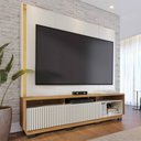 Ver imagem 1 de Estante Painel para TV 75 pol LED 200cm Yarden C04 Off White Matte Freijó - Lyam Decor