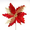 Ver imagem 1 de Kit 12 Flor Decoração Natal Brilho Artificial Vermelha 29cm
