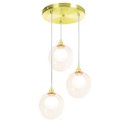 Ver imagem 1 de Lustres Pendentes Triplo Dourado Harmony Bolinha Ambar