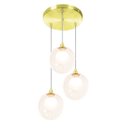 Ver imagem 2 de Lustres Pendentes Triplo Dourado Harmony Bolinha Ambar