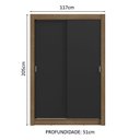 Ver imagem 5 de Guarda-roupa Solteiro 2 Portas de Correr 2 Gavetas Rustic/preto Vivare Madesa Rustic/preto
