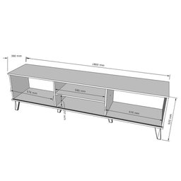 Rack Bancada Denver 180cm Nature/off White para Tv até 75” - Peternella Móveis - 4