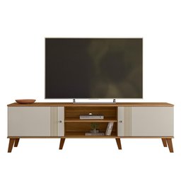 Rack Bancada Denver 180cm Nature/off White para Tv até 75” - Peternella Móveis - 1