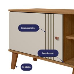 Rack Bancada Denver 180cm Nature/off White para Tv até 75” - Peternella Móveis - 3
