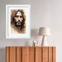 Ver imagem 2 de Quadro Jesus Aquarela Marrom - 60x48cm:madeira Preta