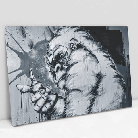 Quadro Decorativo em Canvas Animal Urban Art TaColado Moldura Flutuante 4,5cm Freijó 120 x 80cm
