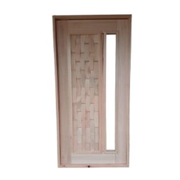 Porta Pivotante Couro C/ Visor Eucalipto 2,13x0,87 Frainer - 1