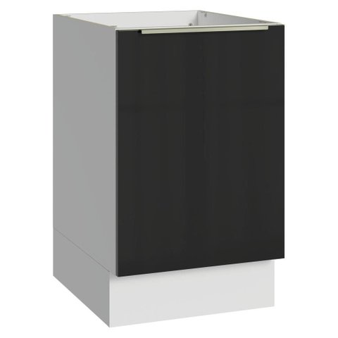 Balcão de Cozinha 50 cm 1 Porta (sem Tampo) Branco/Preto Lux Madesa