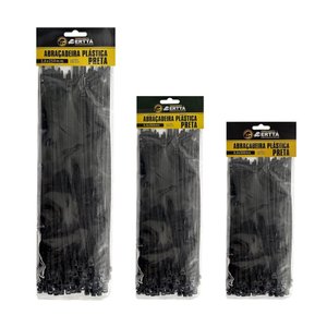 Kit 300 Fitas Hellerman Enforca Gato Cinta Plástica Abraçadeira Lacre de Nylon Tamanhos 10 15 25cm P