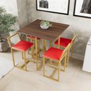 Ver imagem 1 de Conjunto Mesa Imbuia 4 Cadeiras Pequena Estofado Industrial Dourado Don Castro Decor