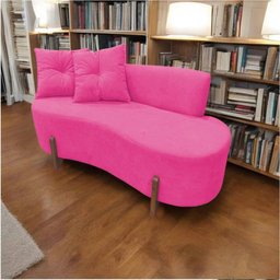 Namoradeira Sofá Feijão Luna Orgânica Veludo Rosa Pink - 8