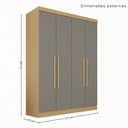 Ver imagem 7 de Guarda Roupa Casal Modulado Canto 11 Portas de Bater 4 Gavetas MDP Madeirado-Cinza Multimóveis