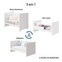 Ver imagem 5 de Berço Americano Katatau multifuncional 3 em 1 Vira Mini Cama e Sofazinho Infantil Branco Fosco