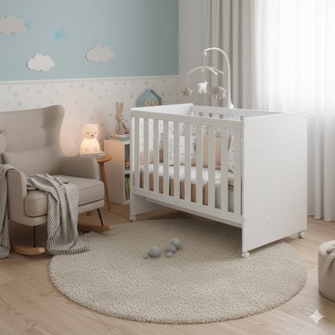 Berço Americano Mini Cama Katatau Flex Branco Fosco Quarto Bebê Multifuncional Reller Móveis