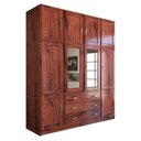Ver imagem 3 de Guarda-roupa Casal Rústico Madeira Maciça 10 Portas 3 Gavetas com Espelho Mogano - Panorama Móveis