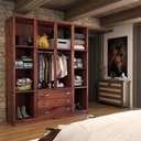 Ver imagem 2 de Guarda-roupa Casal Rústico Madeira Maciça 10 Portas 3 Gavetas com Espelho Mogano - Panorama Móveis