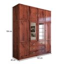 Ver imagem 4 de Guarda-roupa Casal Rústico Madeira Maciça 10 Portas 3 Gavetas com Espelho Mogano - Panorama Móveis