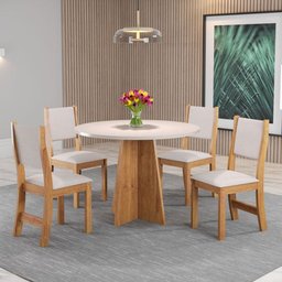 Conjunto De Mesa Vieiro Slin Redonda Com 4 Cadeiras - 2