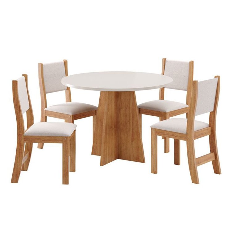 Conjunto De Mesa Vieiro Slin Redonda Com 4 Cadeiras Conjunto De Mesa Vieiro Slin Redonda Com 4 Cadeiras