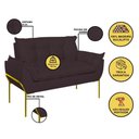 Ver imagem 6 de Kit 2 Poltronas + Namoradeira Pé Metal Dourado Recepção Sala Cor:cinza