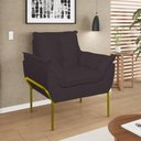 Ver imagem 5 de Kit 2 Poltronas + Namoradeira Pé Metal Dourado Recepção Sala Cor:cinza
