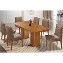 Ver imagem 1 de Sala Jantar Mesa Maldivas Tampo Curvo 180cm+6 Cadeiras Maldivas Madeira Naturale - Capuccino/suede