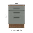 Ver imagem 4 de Balcão Armário de Cozinha 60 cm 3 Gavetas Rustic/Cinza Agata Madesa